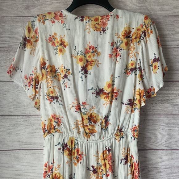 Altar'd State Cream Floral Maxi Dress Faux Wrap Tulip Skirt Size Large - Picture 15 of 16
